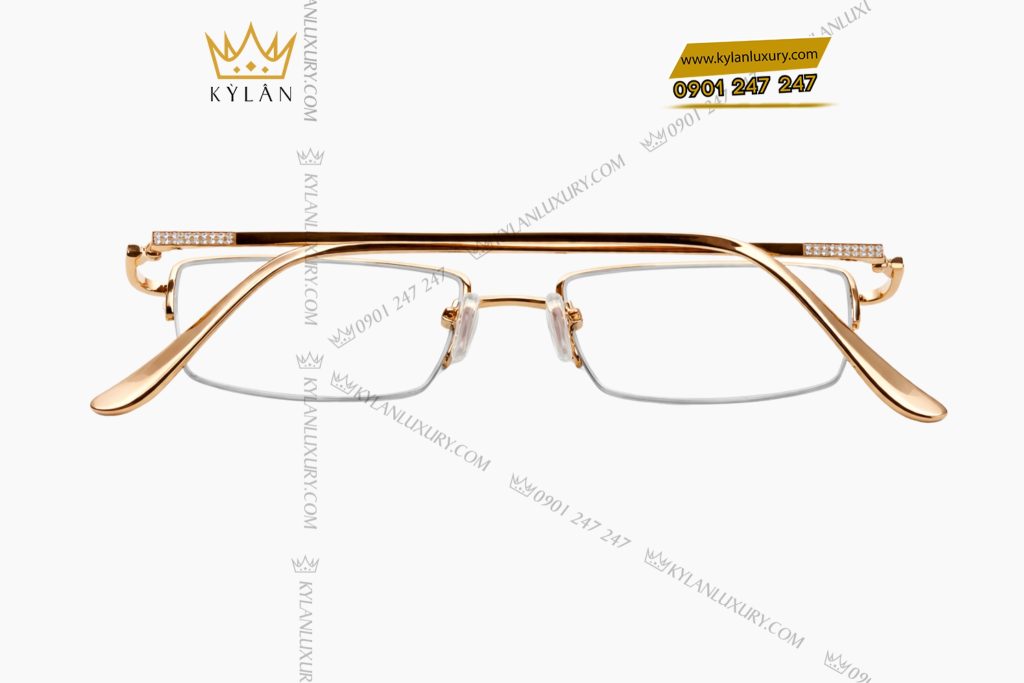 Mắt kính vàng hồng Au750 đính kim cương 10 Kỳ Lân Luxury Mat kinh vang hong nguyen khoi Au750 dinh kim cuong 3 Mắt kính vàng hồng Au750 đính kim cương