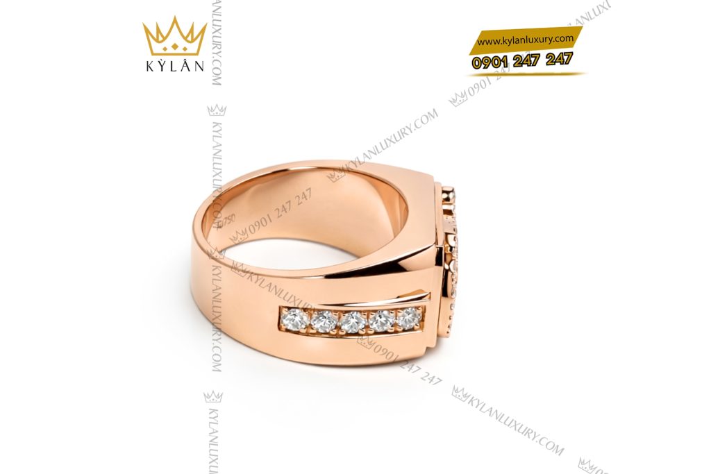 Nhẫn chữ B vàng hồng Au750 đính kim cương 10 Kỳ Lân Luxury Nhan chu B vang hong Au750 dinh kim cuong 6 Nhẫn chữ B vàng hồng Au750 đính kim cương
