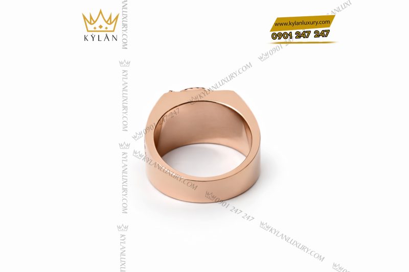 Nhẫn chữ H vàng hồng Au750 đính kim cương