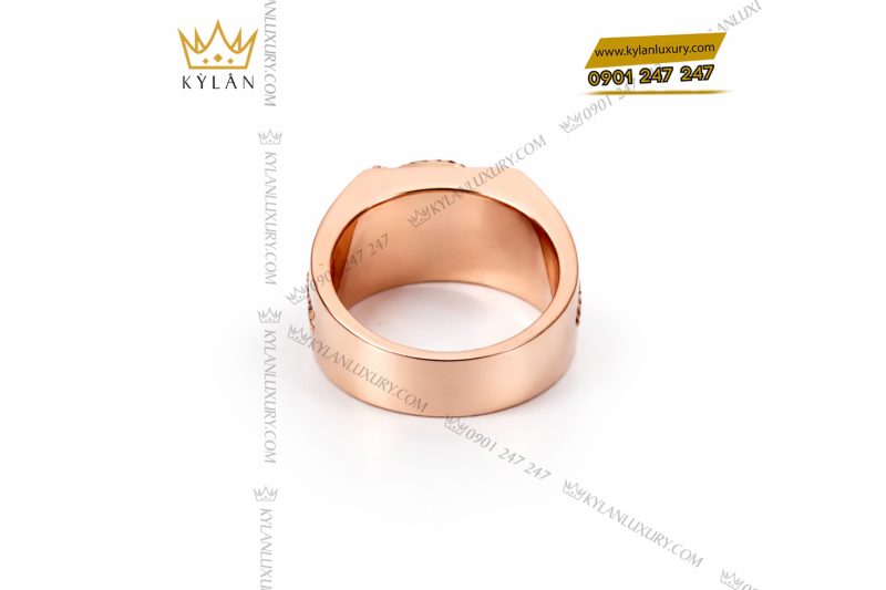 Nhẫn chữ T vàng hồng Au750 đính kim cương