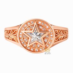 Nhẫn nam vàng hồng Au750 đính kim cương