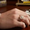 Nhẫn nam vàng hồng Au750 đính kim cương