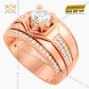 Nhẫn nam vàng hồng Au750 đính kim cương