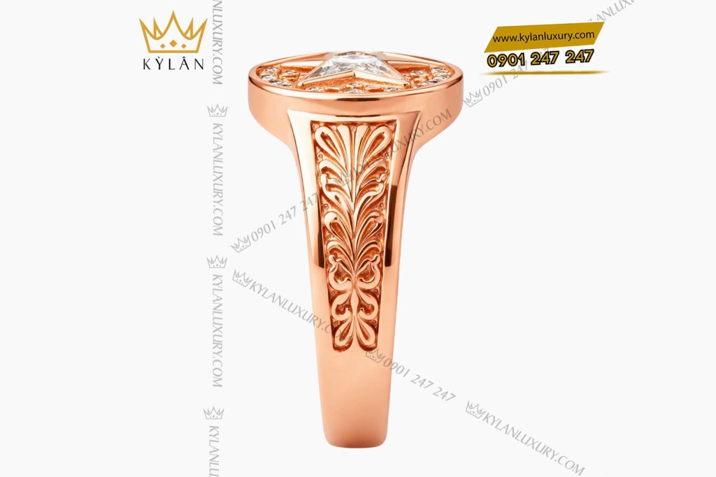 Kỳ Lân Luxury Nhan nam vang hong Au750 dinh kim cuong 6 1 Nhẫn nam vàng hồng Au750 đính kim cương