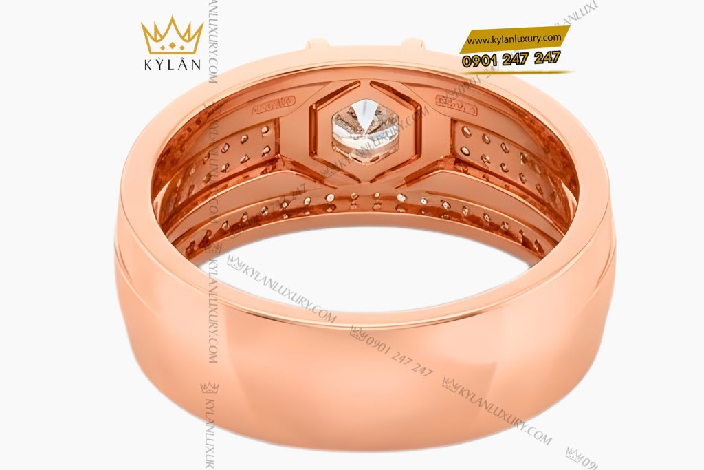 Kỳ Lân Luxury Nhan nam vang hong Au750 dinh kim cuong 6 Nhẫn nam vàng hồng Au750 đính kim cương