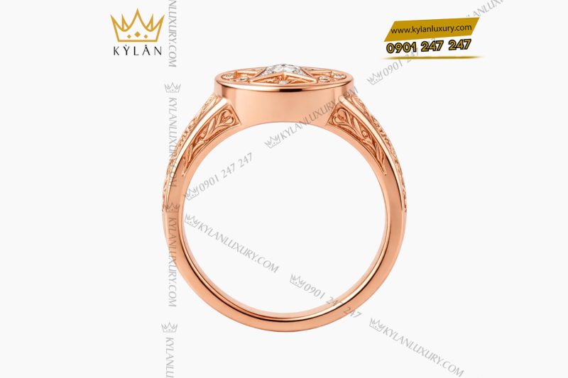 Nhẫn nam vàng hồng Au750 đính kim cương