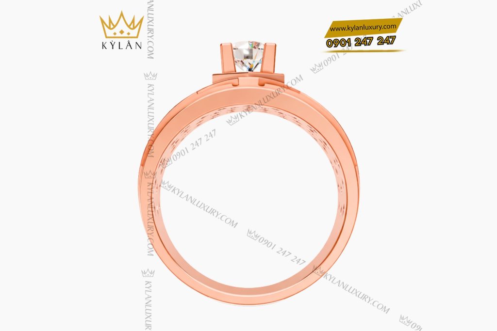 Nhẫn nam vàng hồng Au750 đính kim cương