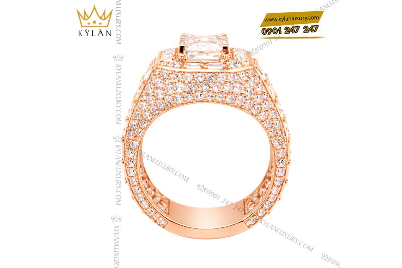 Nhẫn nam vàng hồng Au750 đính kim cương