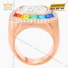 Nhẫn nam vàng hồng Au750 đính kim cương và đá quý Rainbow