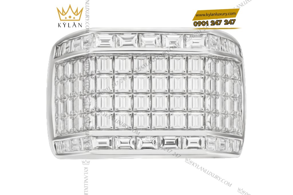 Nhẫn nam vàng trắng Au750 đính full kim cương baguette