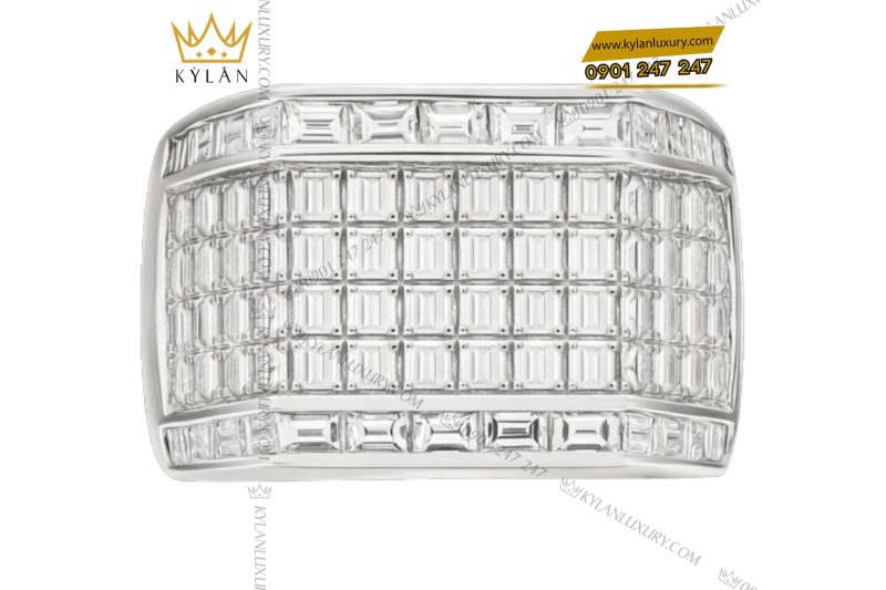 Nhẫn nam vàng trắng Au750 đính full kim cương baguette