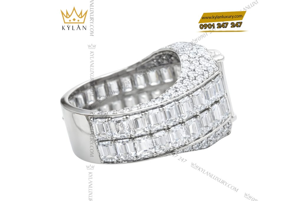 Kỳ Lân Luxury Nhan nam vang trang Au750 dinh kim cuong 5 Nhẫn nam vàng trắng Au750 đính kim cương