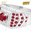 Nhẫn nam vàng trắng Au750 đính kim cương và đá quý đỏ