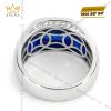 Nhẫn nam vàng trắng Au750 đính kim cương và đá sapphire xanh
