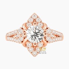 Nhẫn nữ vàng hồng Au750 đính kim cương