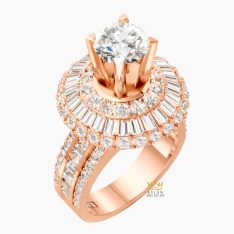 Nhẫn nữ vàng hồng Au750 đính kim cương