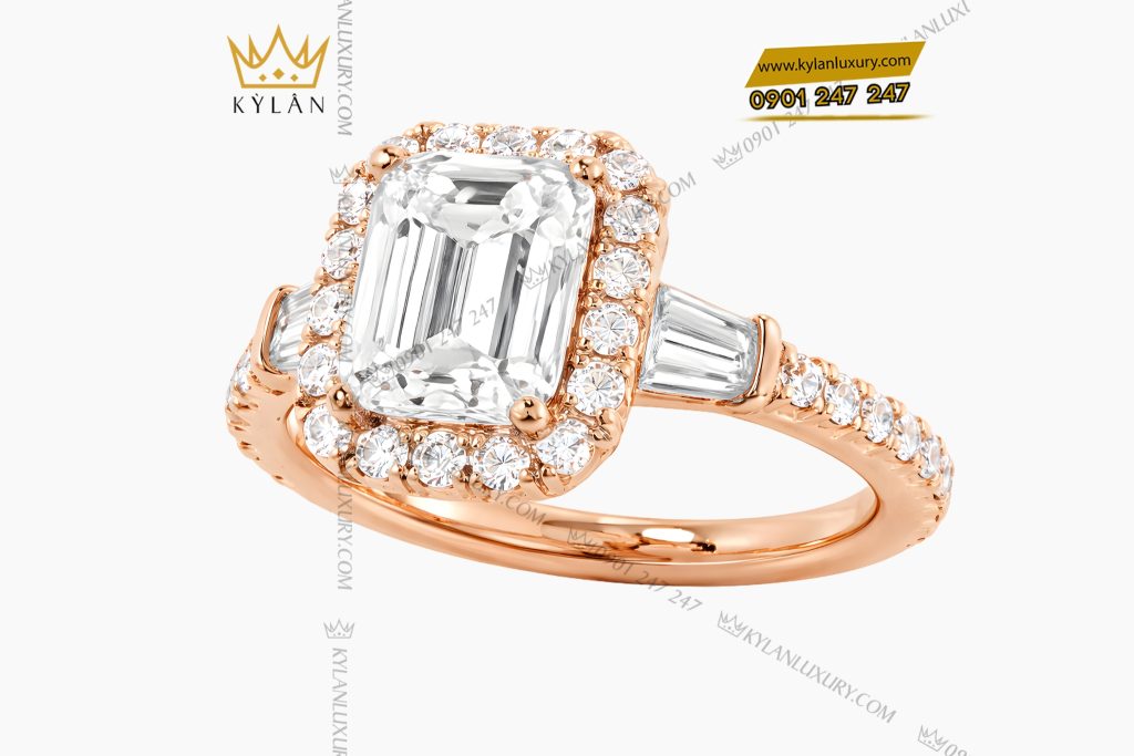 Nhẫn nữ vàng hồng Au750 đính kim cương 10 Kỳ Lân Luxury Nhan nu vang hong Au750 dinh kim cuong 5 1 Nhẫn nữ vàng hồng Au750 đính kim cương