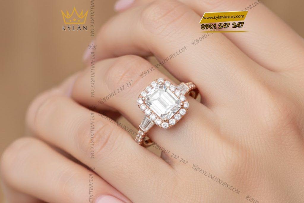 Nhẫn nữ vàng hồng Au750 đính kim cương 12 Kỳ Lân Luxury Nhan nu vang hong Au750 dinh kim cuong 7 1 Nhẫn nữ vàng hồng Au750 đính kim cương