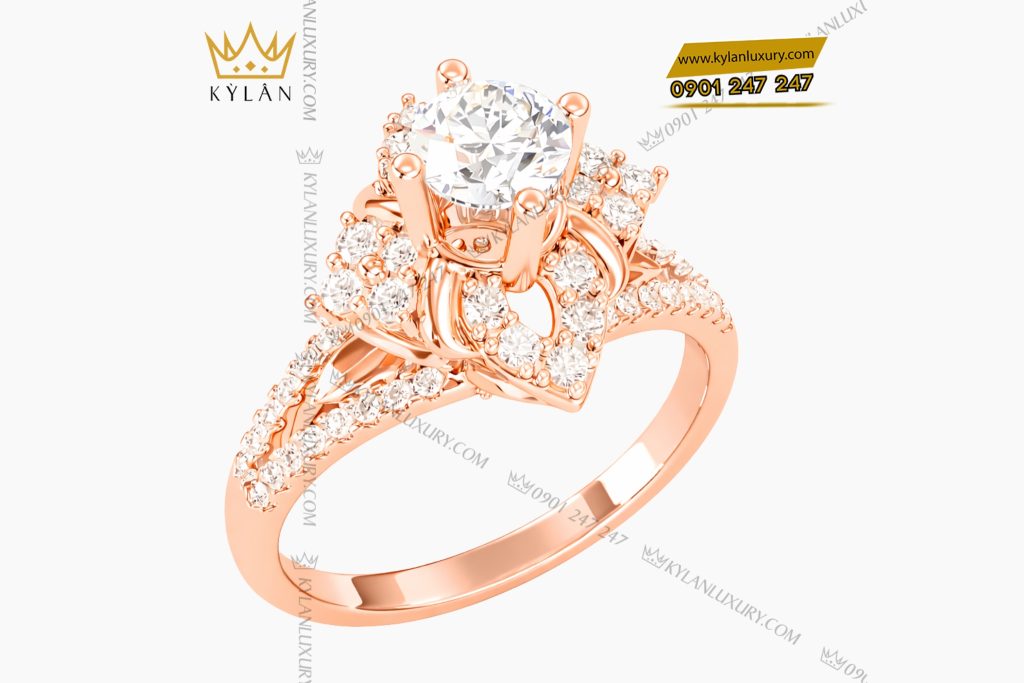 Kỳ Lân Luxury Nhan nu vang hong Au750 dinh kim cuong 7 2 Nhẫn nữ vàng hồng Au750 đính kim cương