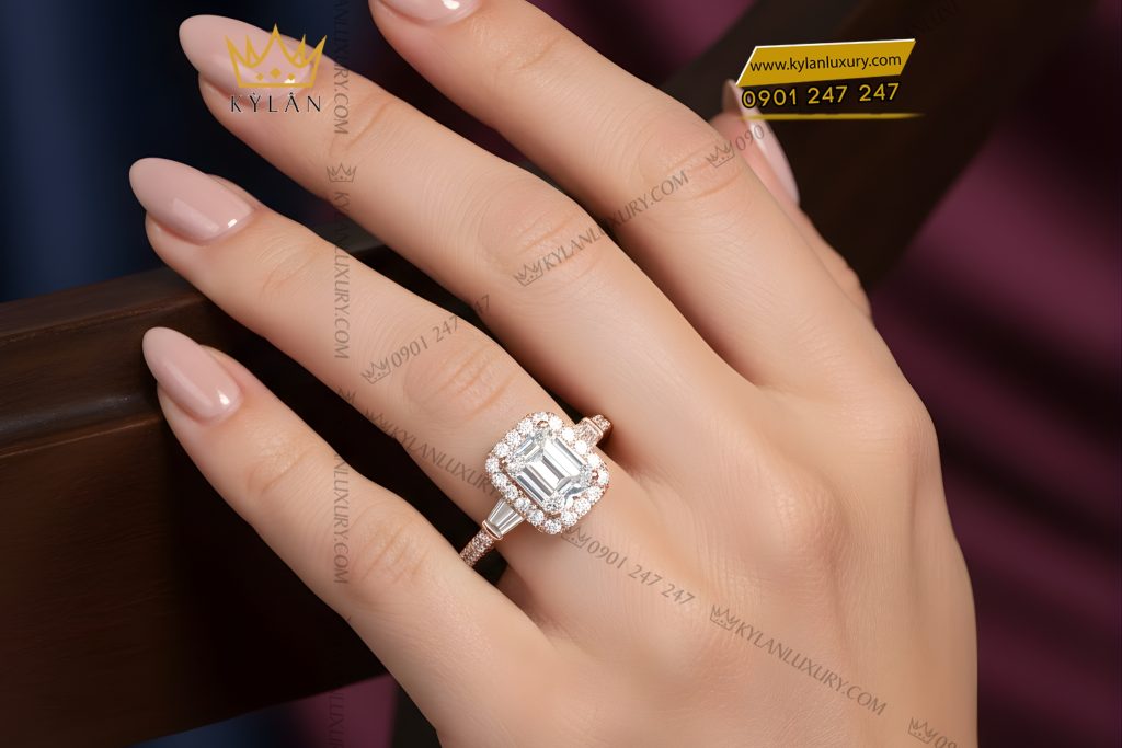 Nhẫn nữ vàng hồng Au750 đính kim cương 6 Nhẫn nữ vàng hồng Au750 đính kim cương