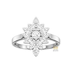 Nhẫn nữ vàng trắng Au750 đính kim cương