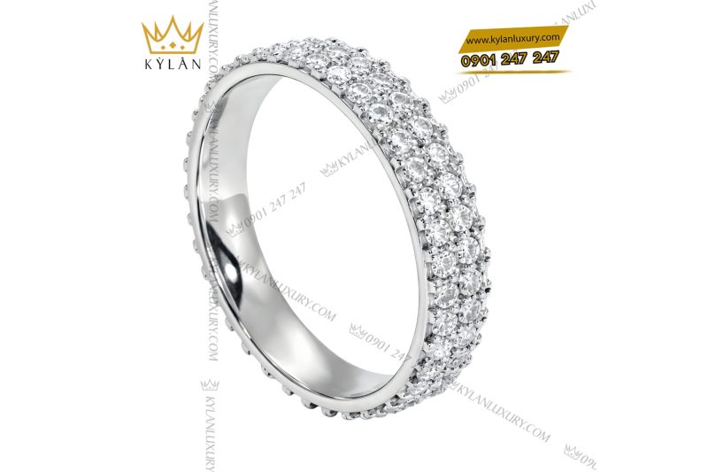 Nhẫn nữ vàng trắng Au750 đính kim cương