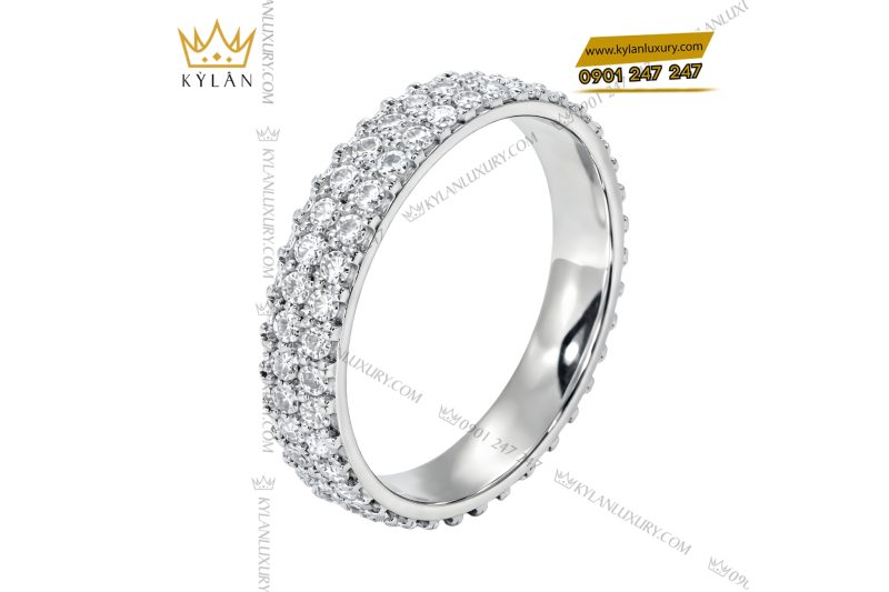 Nhẫn nữ vàng trắng Au750 đính kim cương