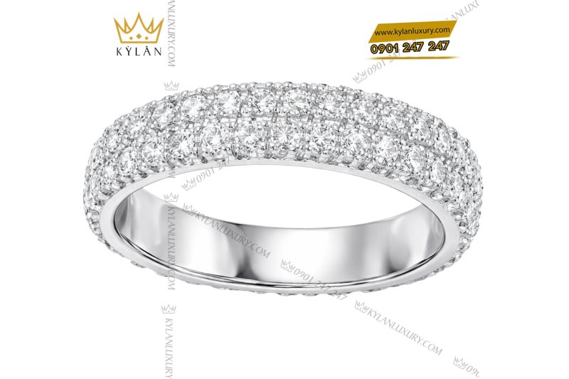 Nhẫn nữ vàng trắng Au750 đính kim cương