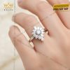 Nhẫn nữ vàng trắng Au750 đính kim cương