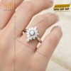 Nhẫn nữ vàng trắng Au750 đính kim cương