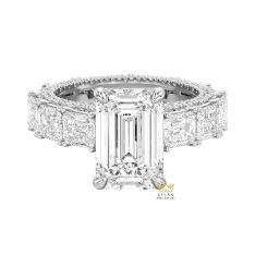 Nhẫn nữ vàng trắng Au750 đính kim cương baguette