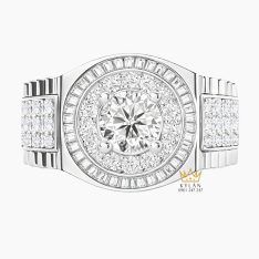 Nhẫn rolex vàng trắng Au750 đính kim cương