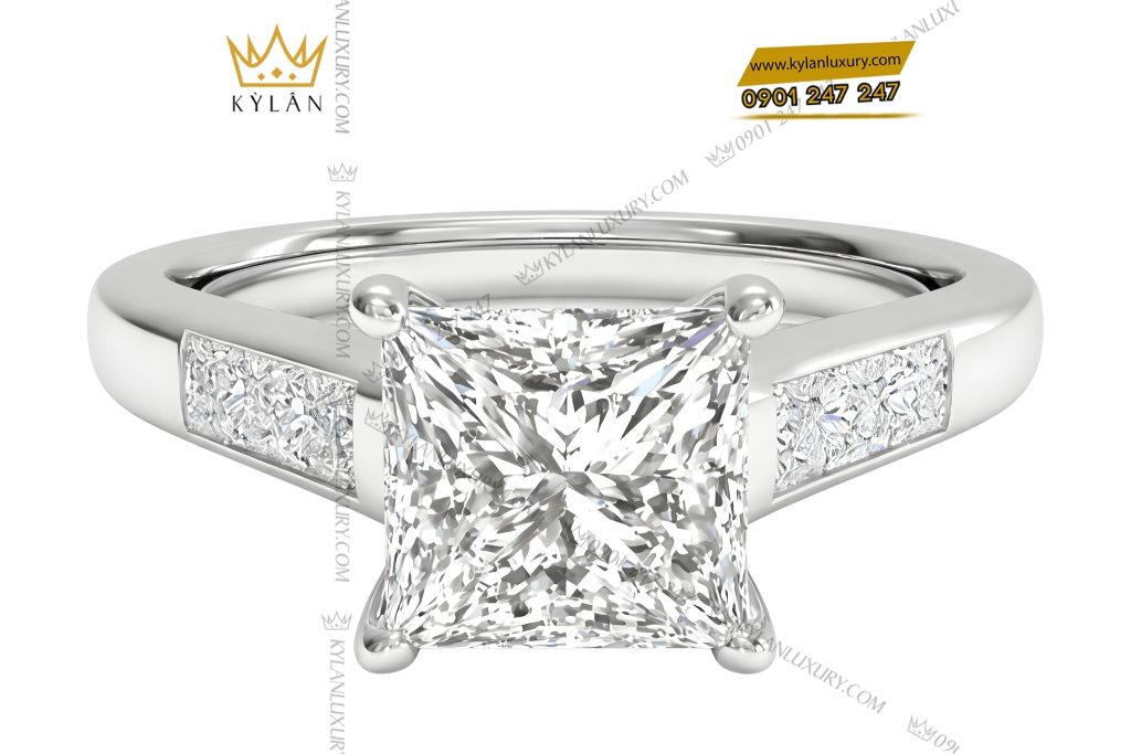 Nhẫn nữ vàng trắng Au750 đính kim cương