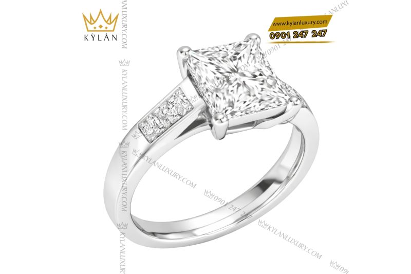 Nhẫn nữ vàng trắng Au750 đính kim cương