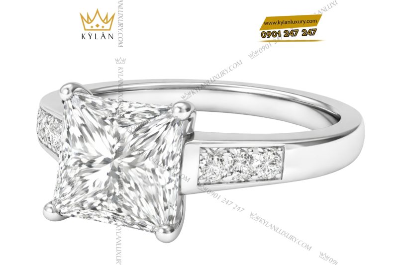 Nhẫn nữ vàng trắng Au750 đính kim cương