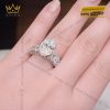Nhẫn vàng trắng Au750 đính kim cương Oval
