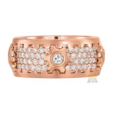 Nhẫn xoay vàng hồng Au750 đính kim cương