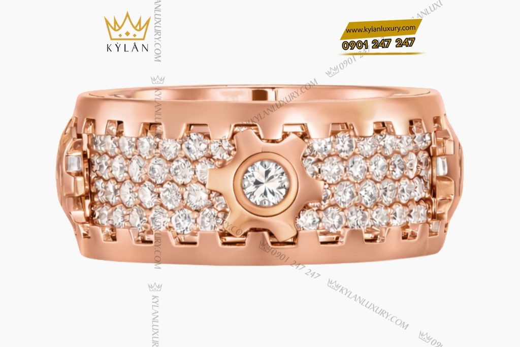 Nhẫn xoay vàng hồng Au750 đính kim cương 3 Nhẫn xoay vàng hồng Au750 đính kim cương