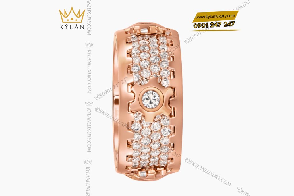 Nhẫn xoay vàng hồng Au750 đính kim cương 4 Nhẫn xoay vàng hồng Au750 đính kim cương