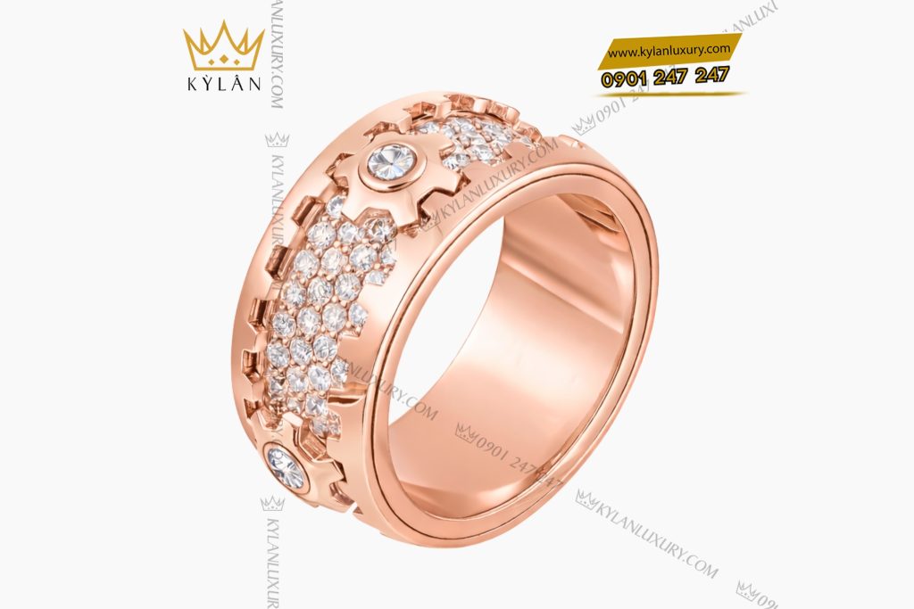 Nhẫn xoay vàng hồng Au750 đính kim cương 2 Nhẫn xoay vàng hồng Au750 đính kim cương
