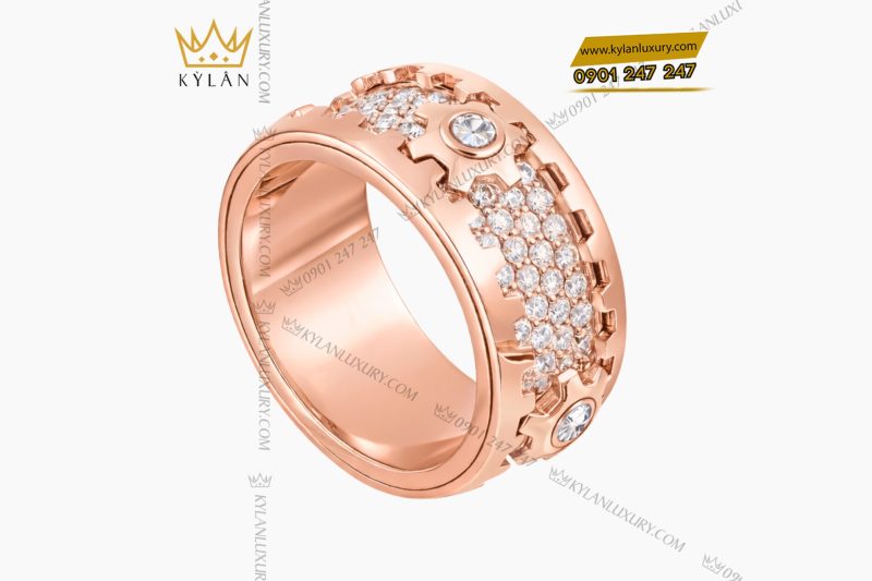 Nhẫn xoay vàng hồng Au750 đính kim cương