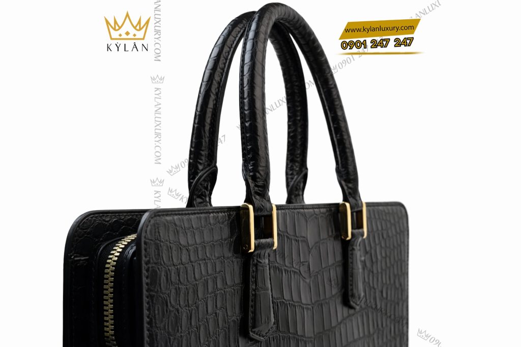 Túi xách Da cá Alligator khóa vân tay