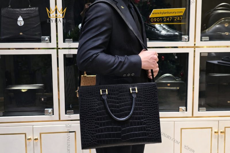 Túi xách Da cá Alligator khóa vân tay