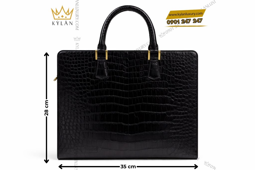Túi xách Da cá Alligator khóa vân tay