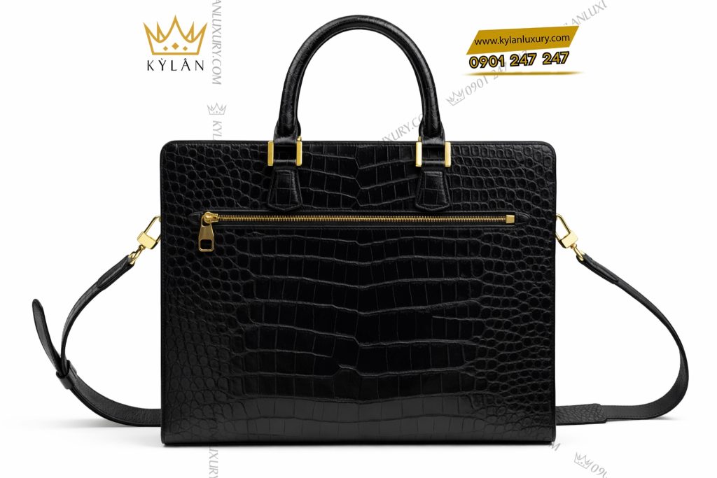 Túi xách Da cá Alligator khóa vân tay