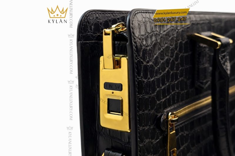 Túi xách Da cá Alligator khóa vân tay