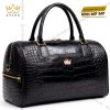 Túi xách da cá Alligator Black đính logo vương miện vàng KY LAN