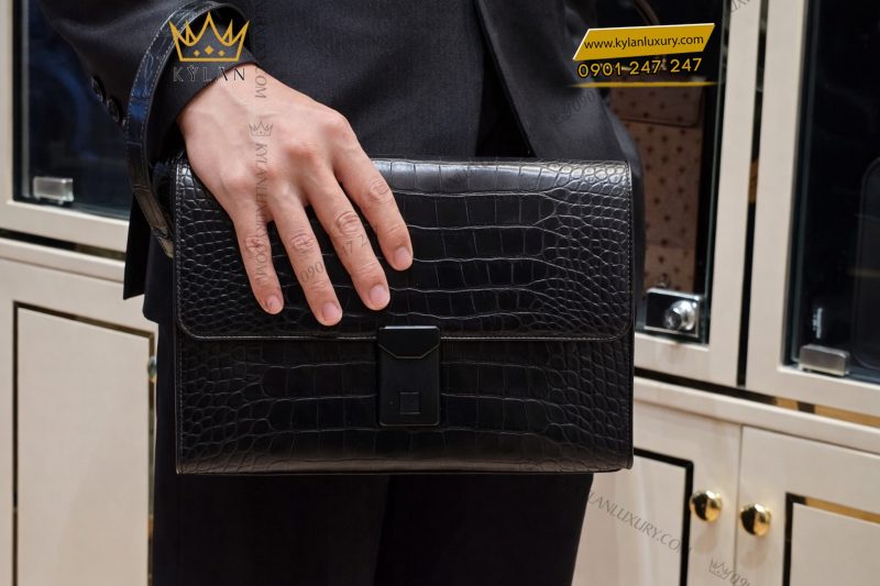 Túi xách nam da cá Alligator khóa vân tay