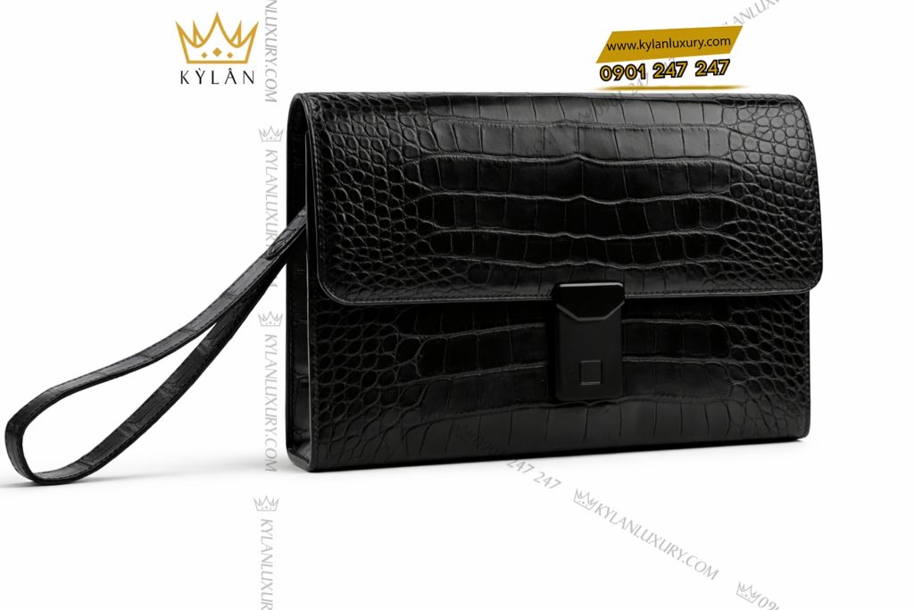 Kỳ Lân Luxury Tui xach nam da ca Alligator khoa van tay 6 Túi xách nam da cá Alligator khóa vân tay