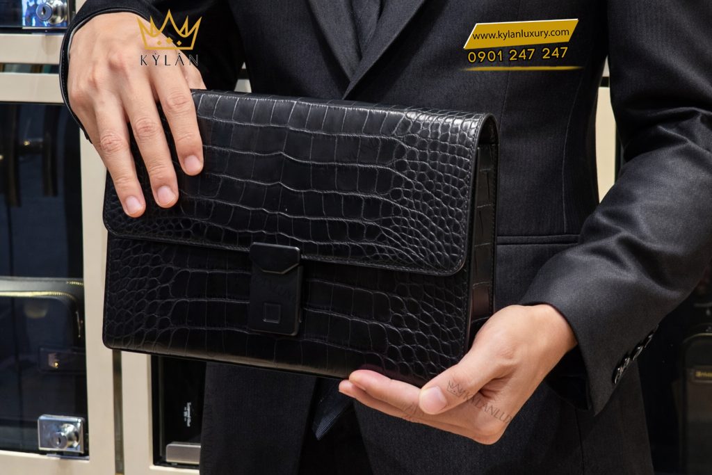 Kỳ Lân Luxury Tui xach nam da ca Alligator khoa van tay 9 Túi xách nam da cá Alligator khóa vân tay